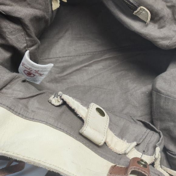 Lucky Brand Leather Purse Double Handle Brown Yellow Tote Hobo Boho Shoulder Bag - Picture 16 of 16